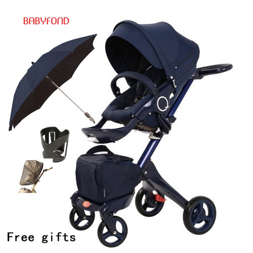 Free ship! Luxury Baby 2 in 1 Stroller High Landscape Portable Baby Carriages Folding Prams For Newborns Travel System Strollers
